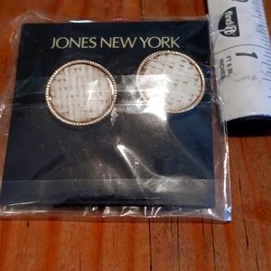 Cool tweed texture Round Jones New York Earrings nwt